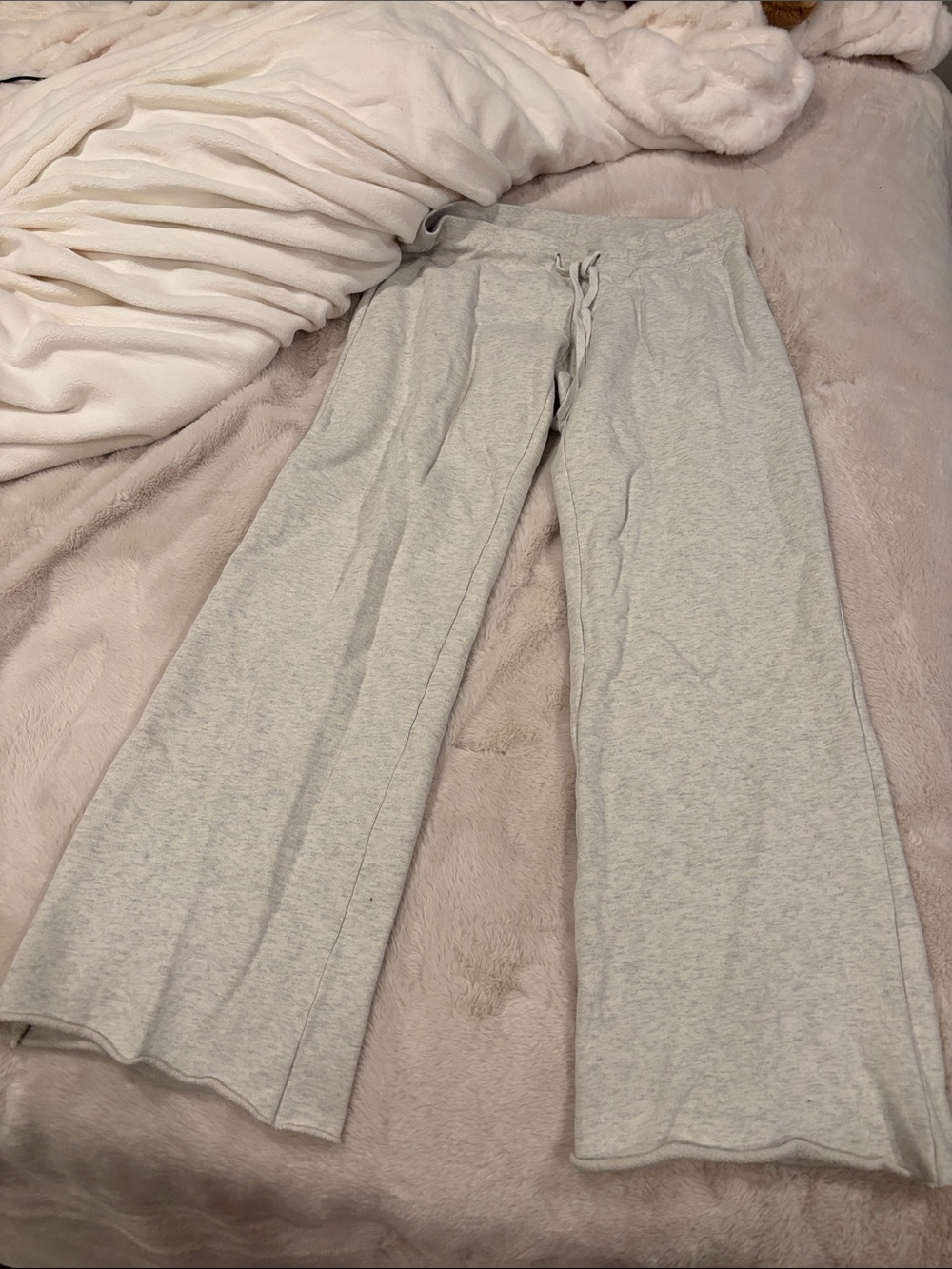 light gray wide leg sweatpants